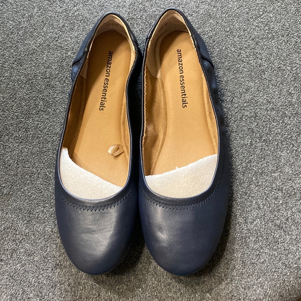 Worn Once: Amazon Essentials size 9 Navy blue ballet slippers.